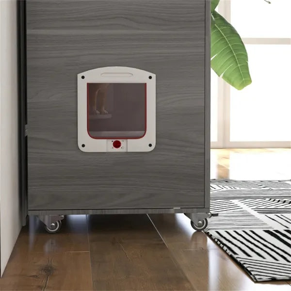 Luxury Cat Villa Condo with Wheels – Multi-Level Cat Apartment with Litter Box Enclosure & Scratching Post