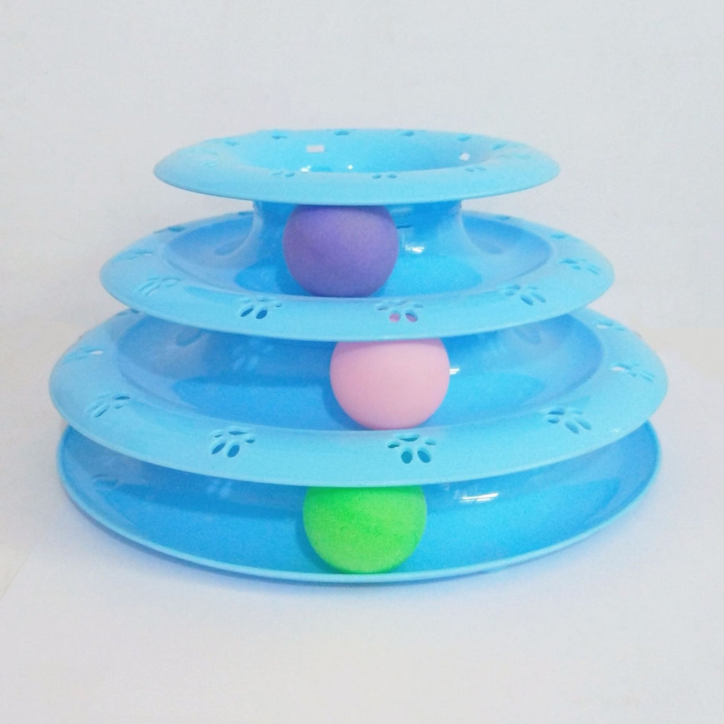 Interactive 3-Tier Cat Track Toy – Rolling Ball Puzzle & Chase Toy