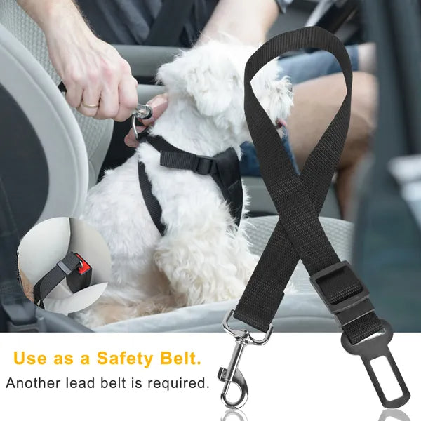 2-Pack Adjustable Pet Seat Belt & Safety Leash – Secure Harness for Dogs & Cats