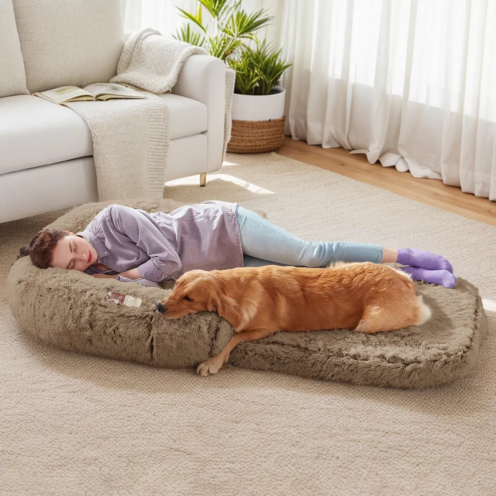 Human-Size Dog Bed for People & Pets – XL Orthopedic Plush Lounger for Large Dogs and Adults, Washable Cover, Anti-Slip Bottom