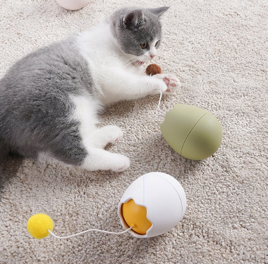 Interactive Tumbling Cat Toy with Feather Ball – Motion-Activated Play Toy