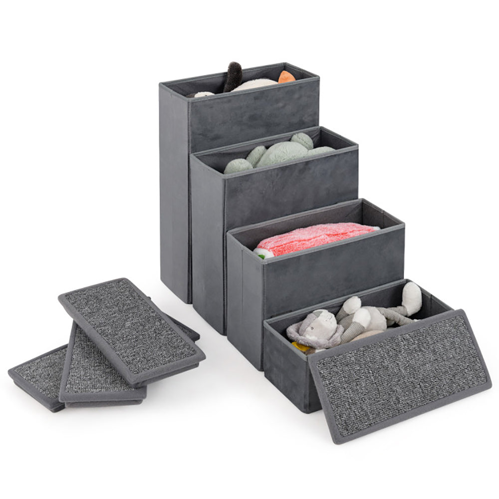 4-Step Foldable Dog Stairs – Non-Slip Adjustable Pet Ramp for Beds & Couches