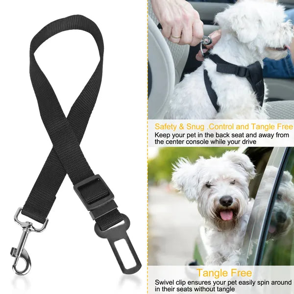2-Pack Adjustable Pet Seat Belt & Safety Leash – Secure Harness for Dogs & Cats