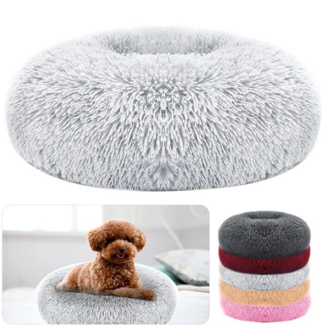 Calming Plush Donut Pet Bed – Ultra-Soft, Warm & Anxiety-Relief Nest