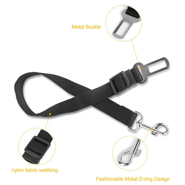 2-Pack Adjustable Pet Seat Belt & Safety Leash – Secure Harness for Dogs & Cats