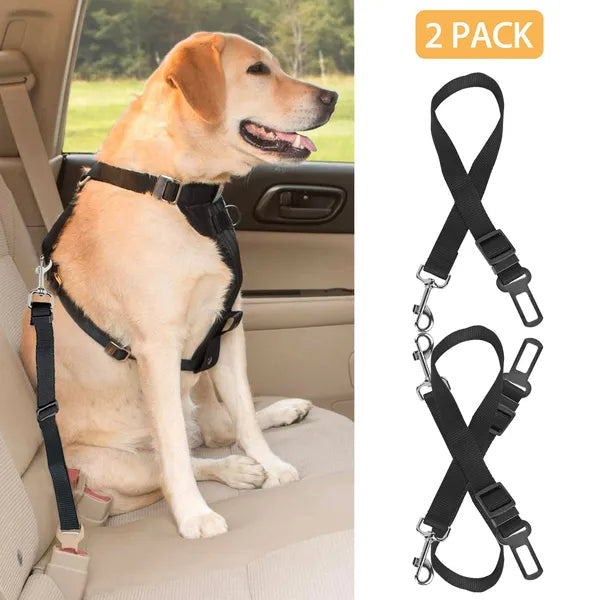 2-Pack Adjustable Pet Seat Belt & Safety Leash – Secure Harness for Dogs & Cats