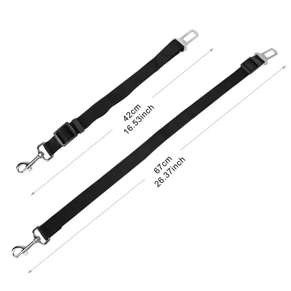 2-Pack Adjustable Pet Seat Belt & Safety Leash – Secure Harness for Dogs & Cats