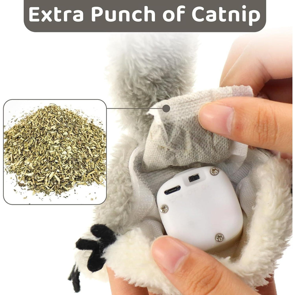 Rechargeable Touch-Activated Flapping Squirrel Toy – Interactive Cat Kicker Plush for Indoor Cats