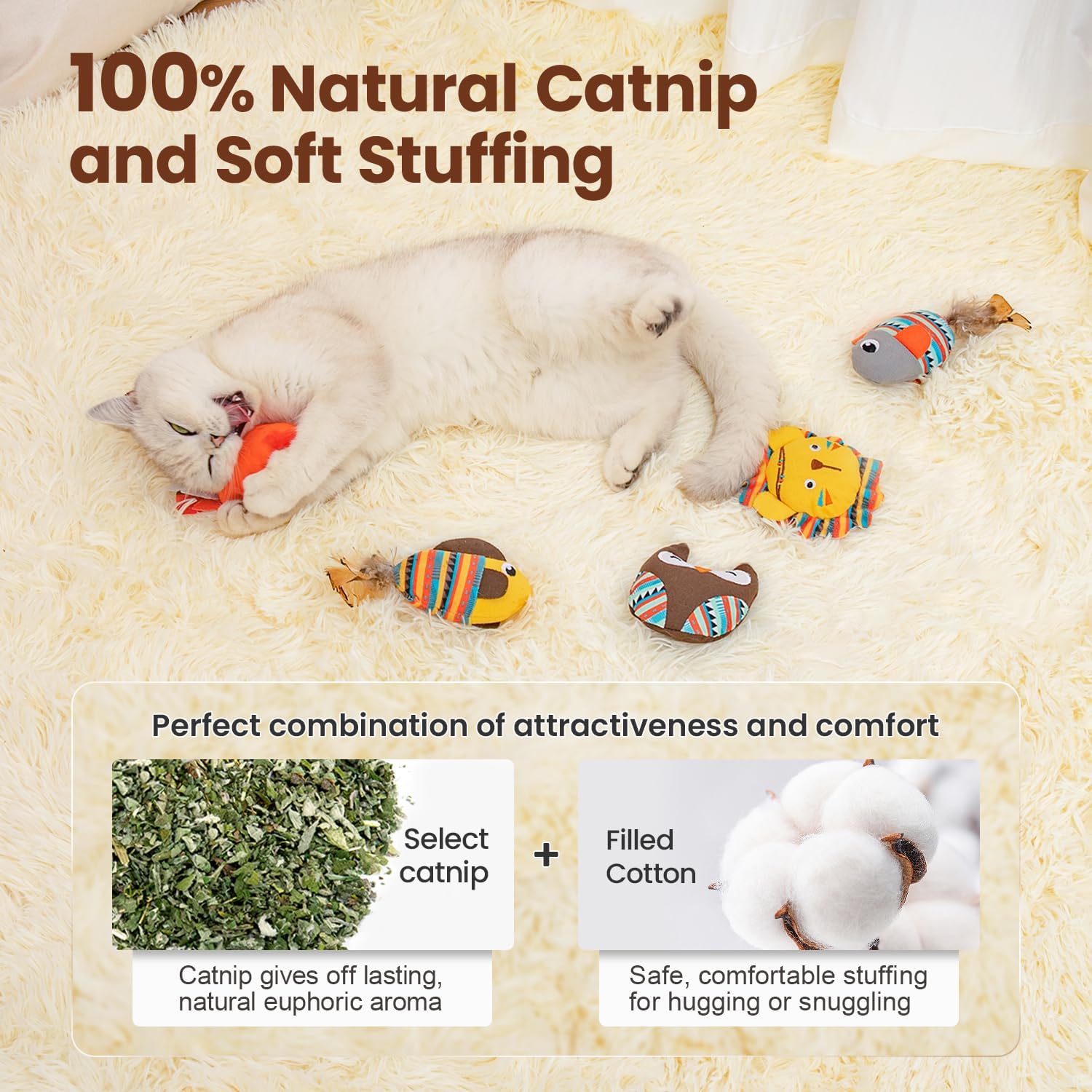 Jungle Animal Catnip Plush Cat Toys – Bite-Resistant Kicker & Chew Toys