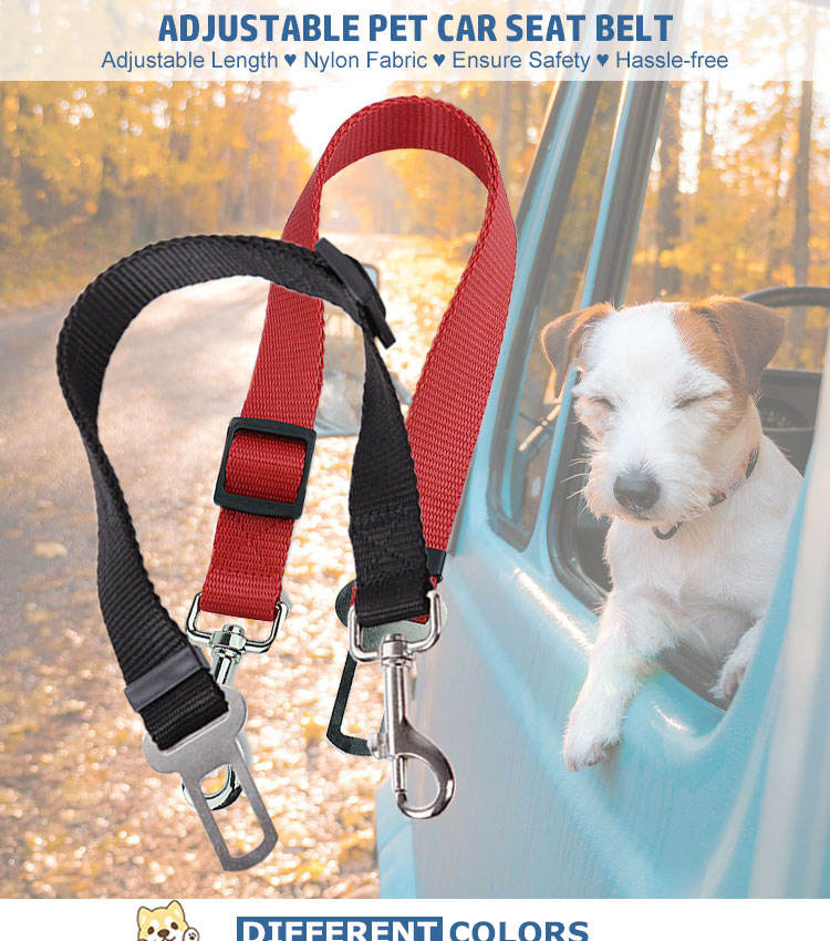 Adjustable Nylon Pet Car Seat Belt – Vehicle Safety Leash for Dogs & Cats