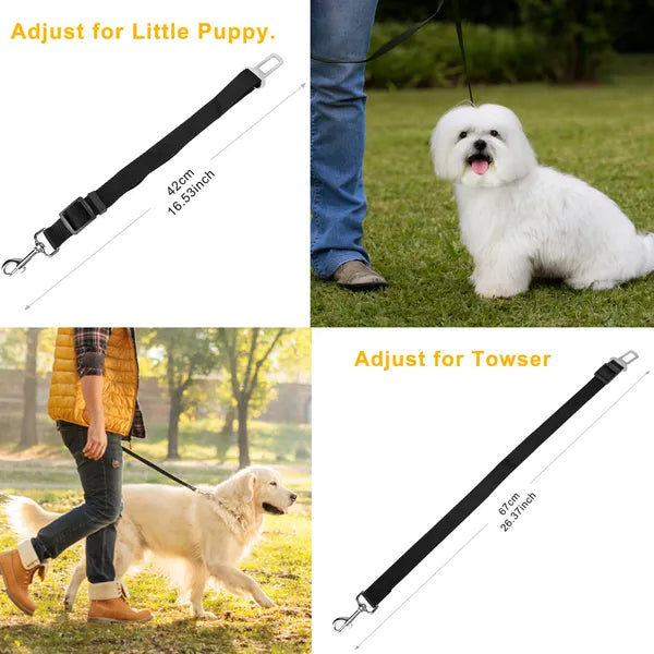 2-Pack Adjustable Pet Seat Belt & Safety Leash – Secure Harness for Dogs & Cats