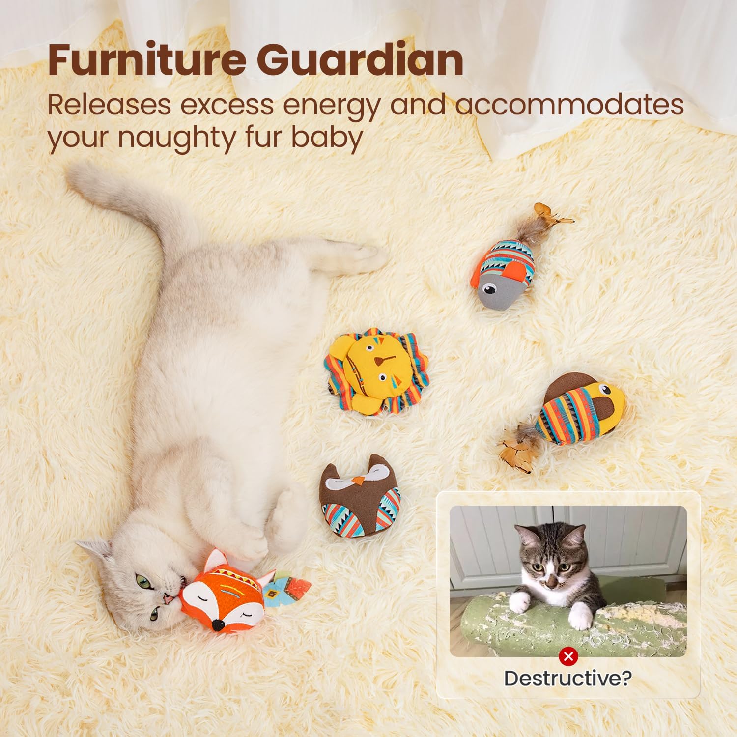 Jungle Animal Catnip Plush Cat Toys – Bite-Resistant Kicker & Chew Toys